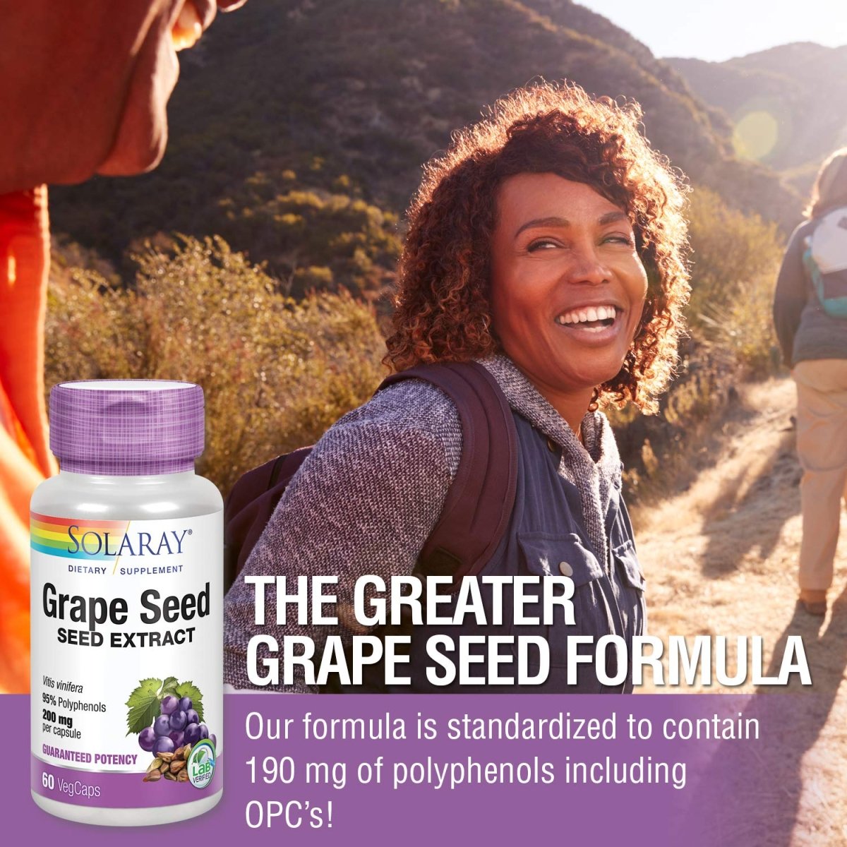 SOLARAY Grape Seed Extract 200 mg Plus Bioflavonoid Complex - 60 VegCaps - Healthy Cardiovascular & Blood Vessel Support