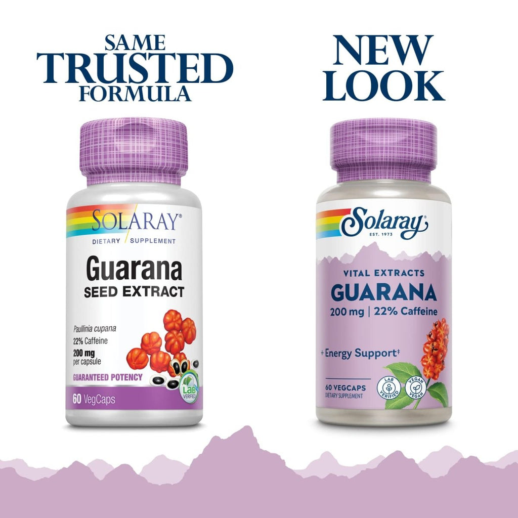 SOLARAY Guarana Seed Extract 300mg | 44 mg of Caffeine | Healthy Energy, Focus, Memory & Metabolism Support | 60 VegCaps
