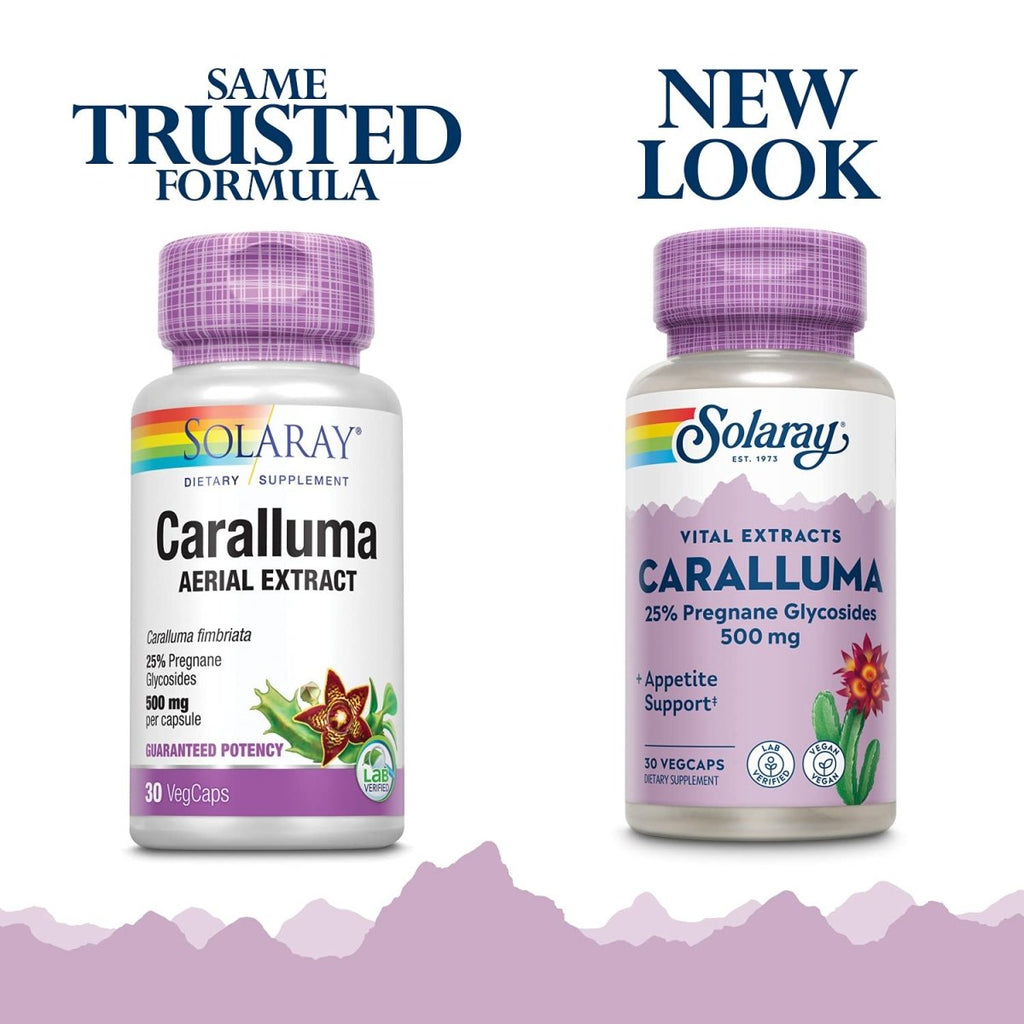 SOLARAY Guaranteed Potency Caralluma Aerial Extract, Veg Cap (Btl-Plastic) 500mg | 30ct
