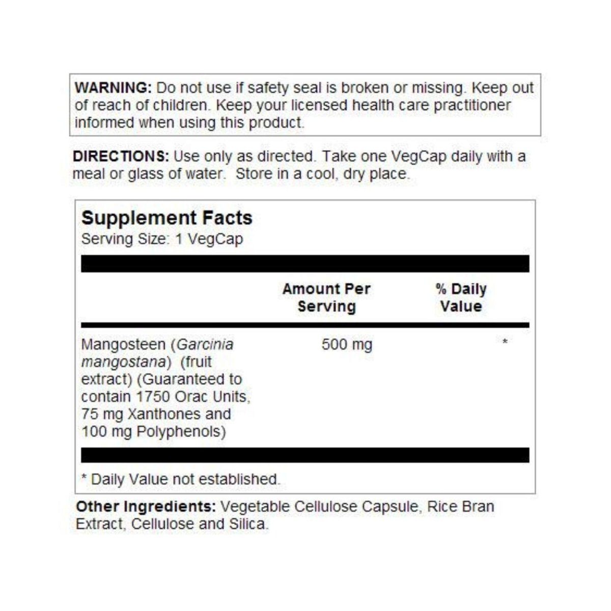 Solaray Guaranteed Potency Mangosteen Peel Extract - Support for Overall Wellness - 60 Veg Caps
