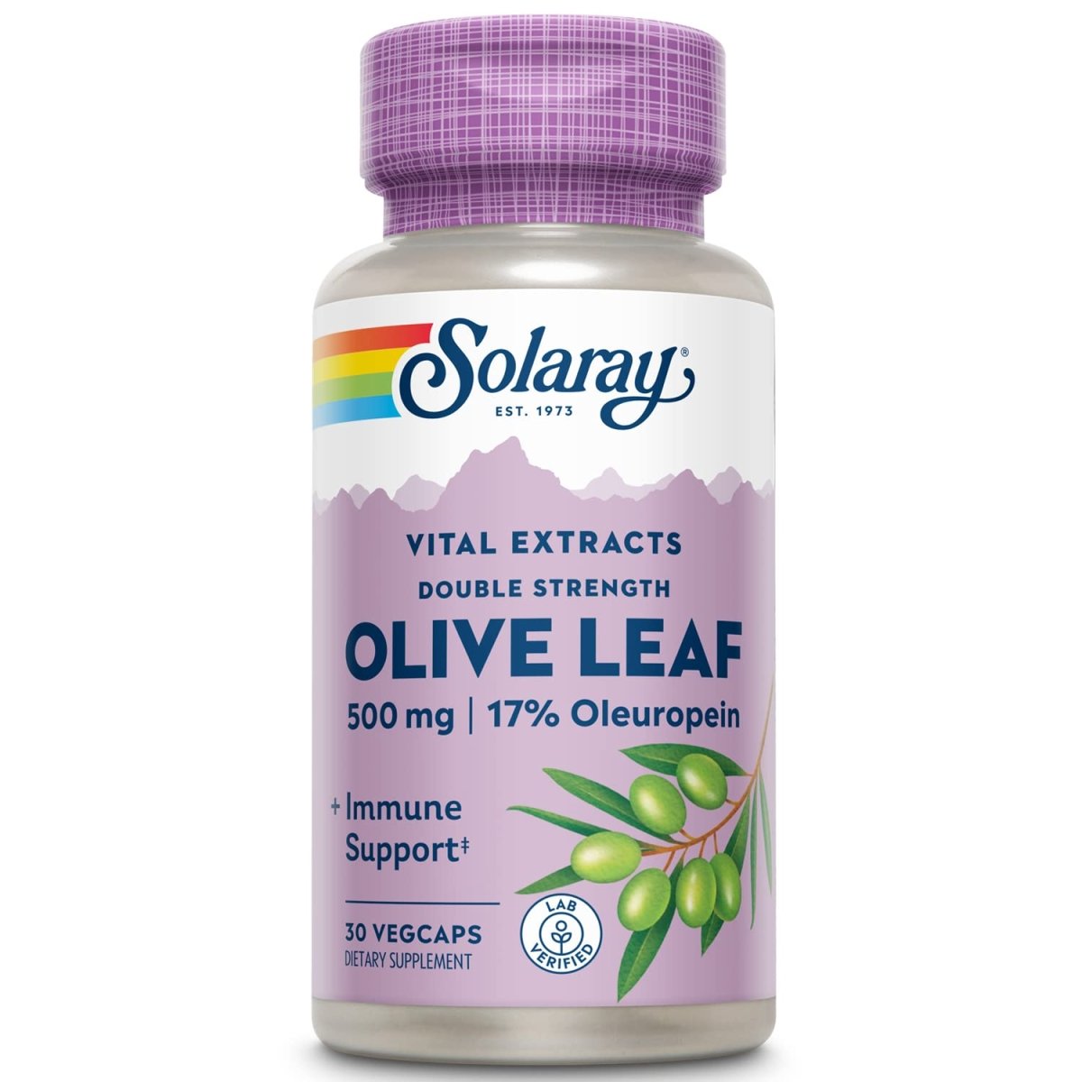 SOLARAY Guaranteed Potency Olive Leaf Extract Double Strength, Veg Cap (Btl-Plastic) 500mg | 30ct  37575