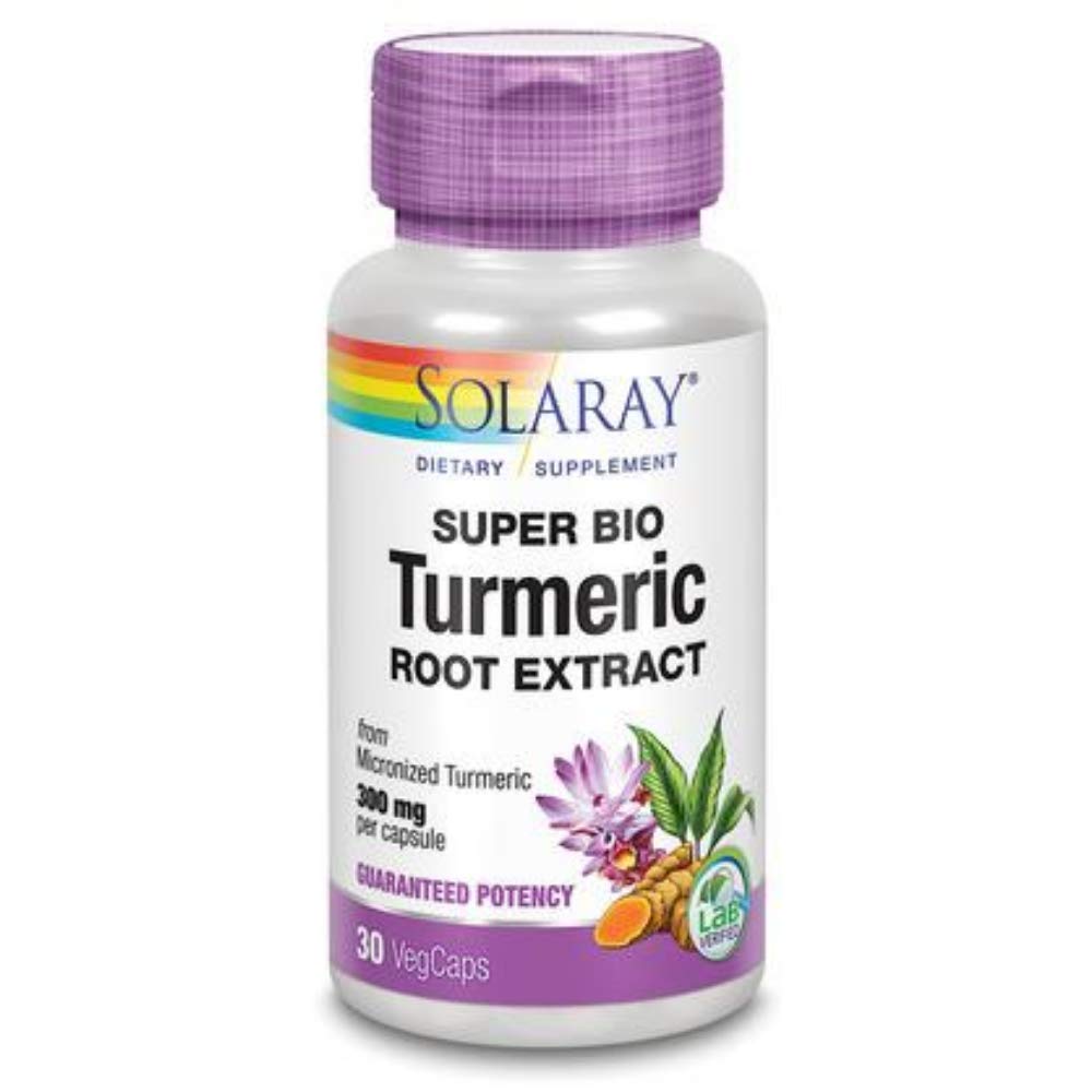 SOLARAY Guaranteed Potency Super Bio Turmeric Micronized, Veg Cap (Btl-Plastic) 300mg | 30ct