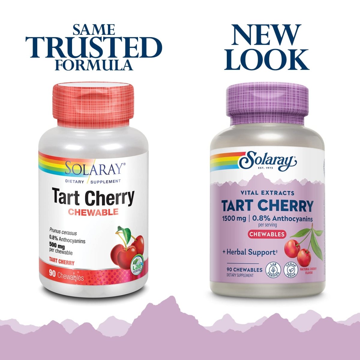 SOLARAY Guaranteed Potency Tart Cherry Fruit Extract, Chewable, Cherry (Btl-Plastic) 500mg | 90ct 44499