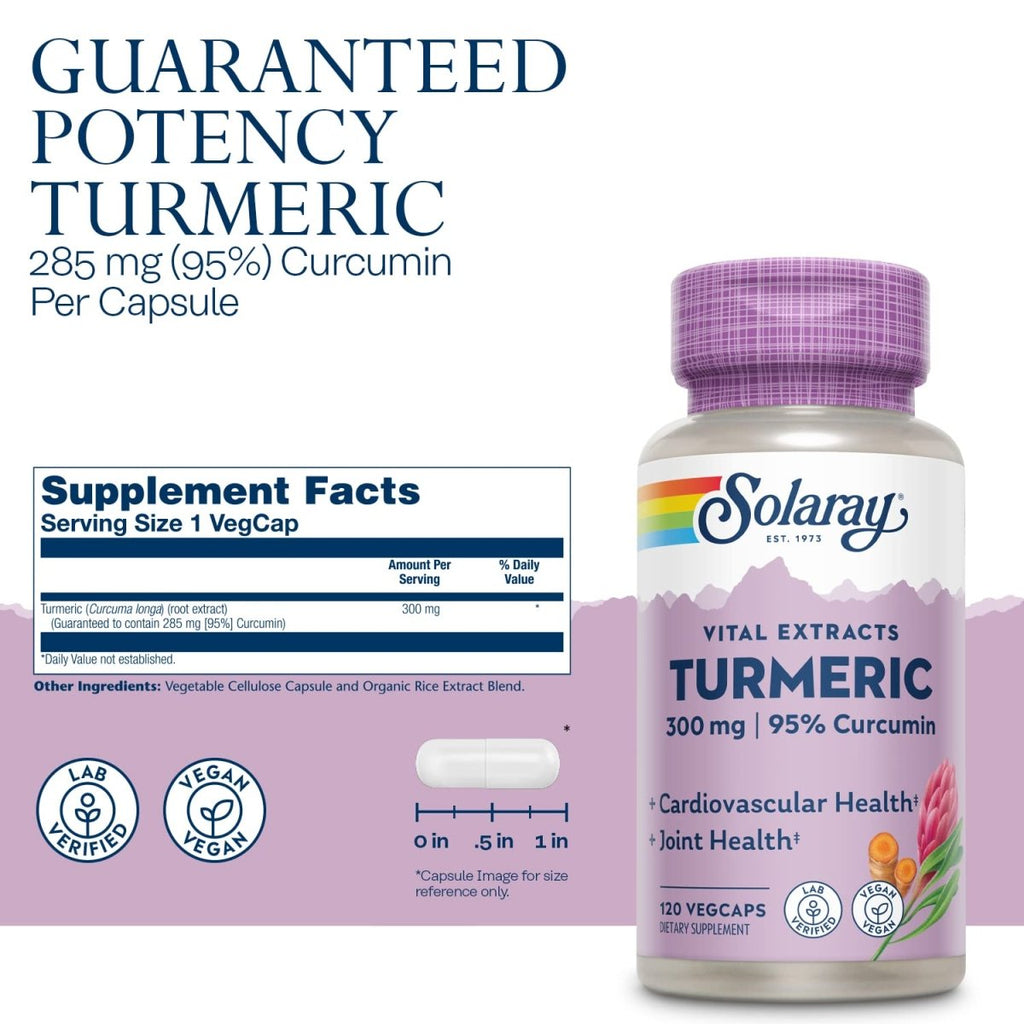 Solaray Guaranteed Potency Turmeric Root Extract 300 mg VCapsules, 120 Count