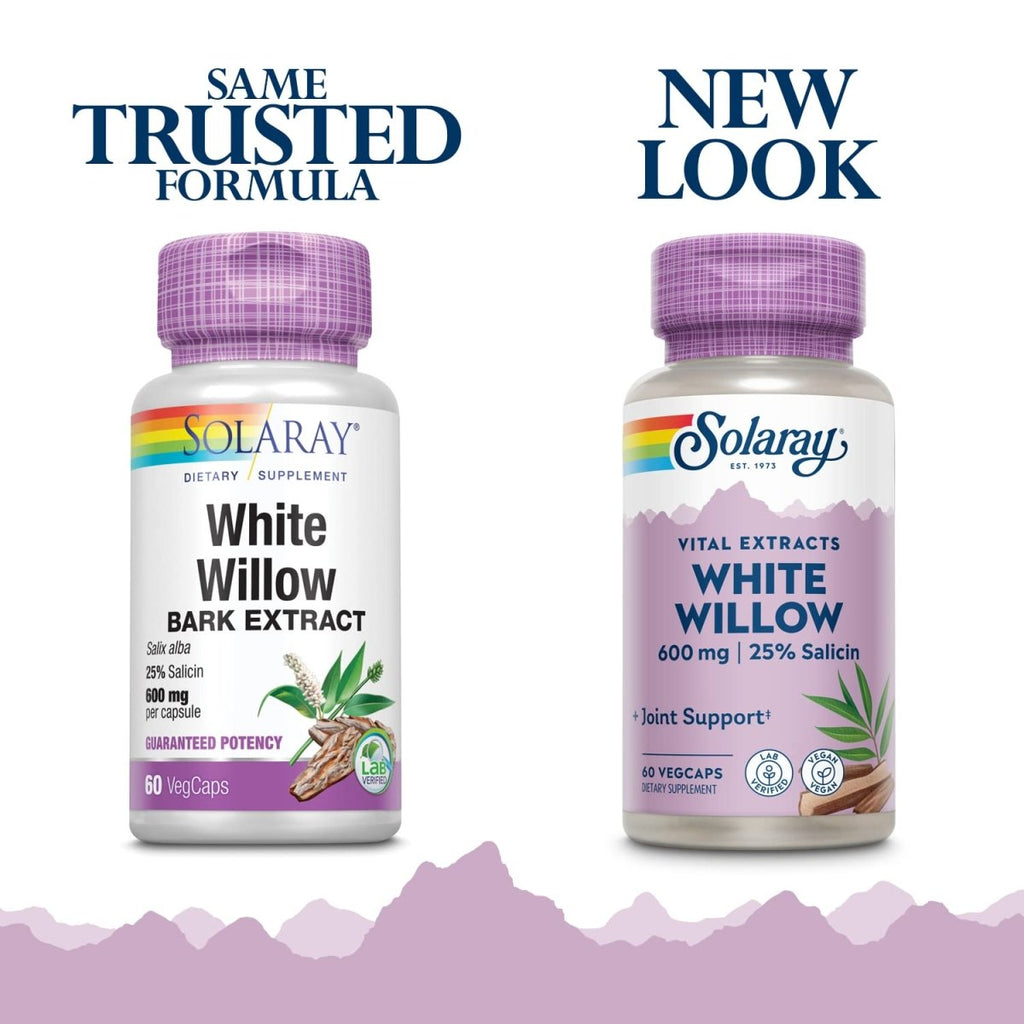 Solaray Guaranteed Potency White Willow Bark Extract - 750mg Veg Capsules (60 Count)