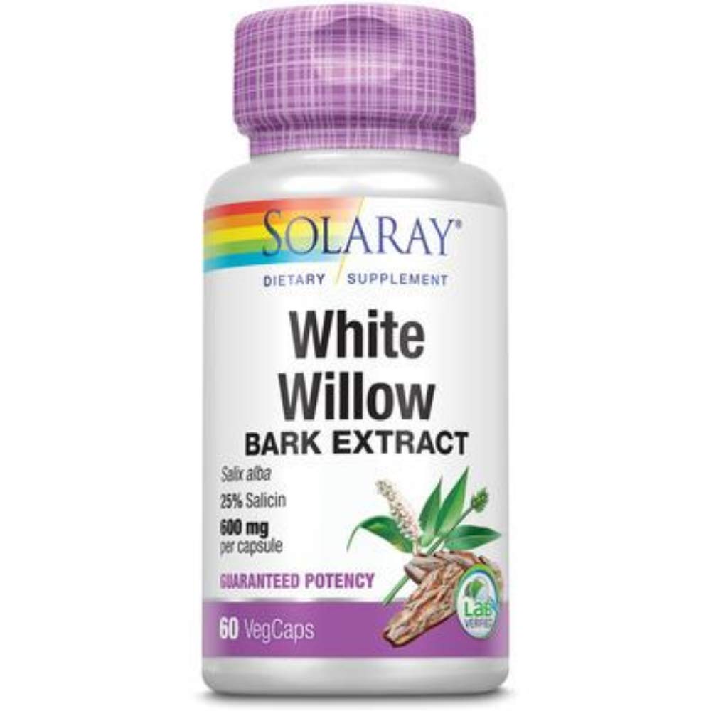 Solaray Guaranteed Potency White Willow Bark Extract - 750mg Veg Capsules (60 Count)
