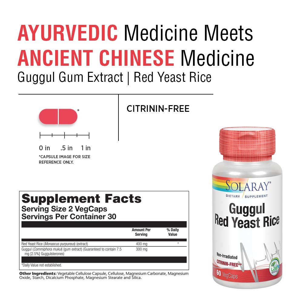 Solaray Guggul and Red Yeast Rice Supplement, 60 Count