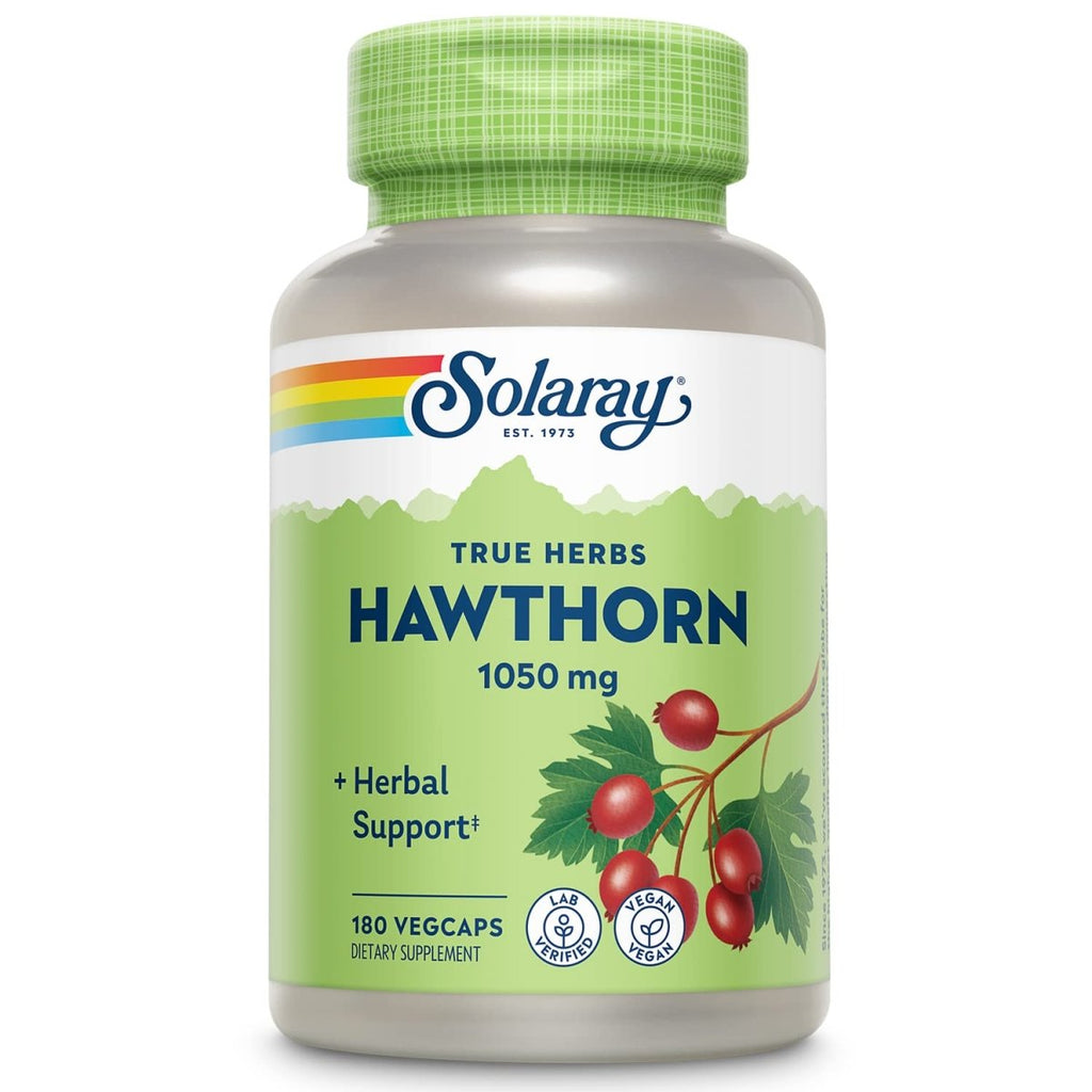 SOLARAY Hawthorn Berry 525mg - Healthy Cardiovascular Function & Circulation Support - Whole Berry - Non-GMO & Vegan - 180 VegCaps