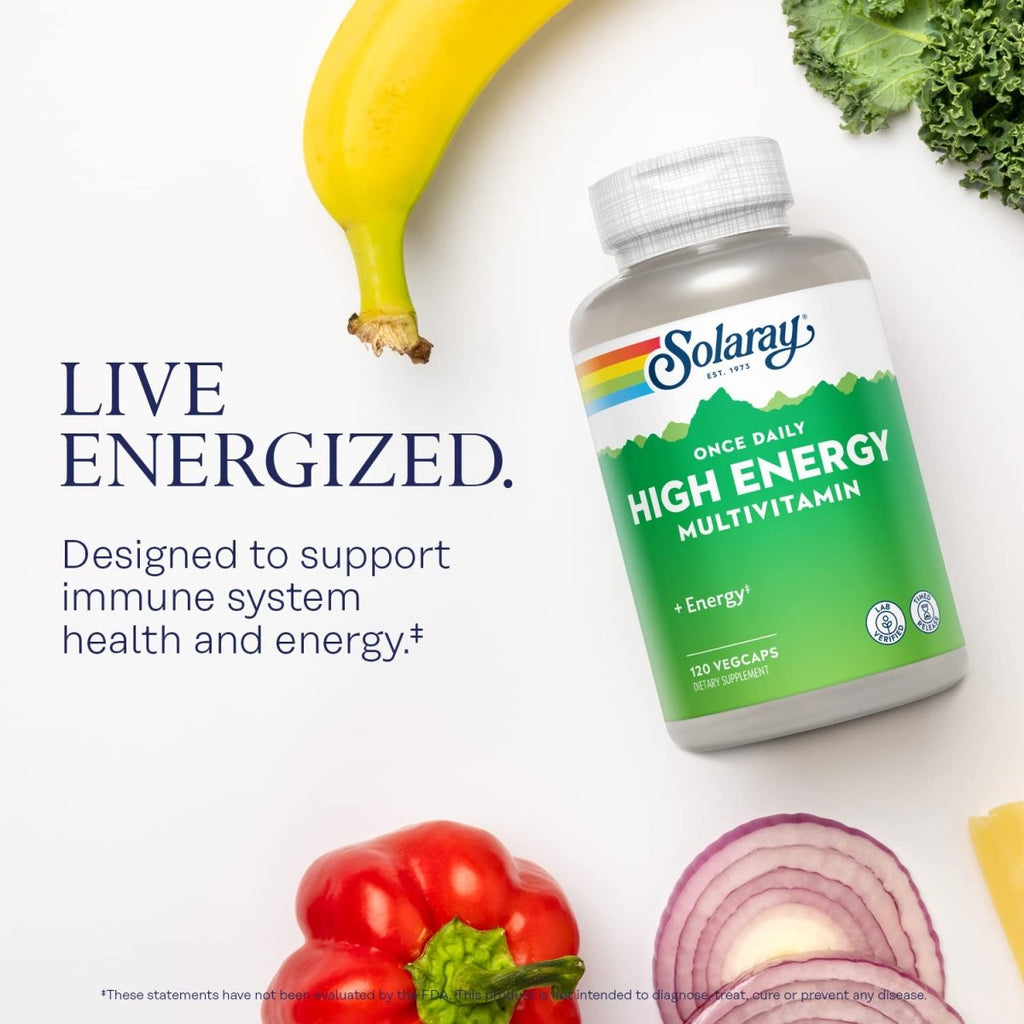 SOLARAY High Energy Multivitamin | Once Daily, Timed-Release Formula | Whole Food & Herb Base | Non-GMO