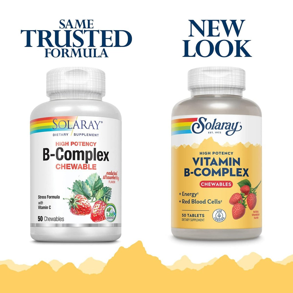 Solaray, High Potency B-Complex Chewable, Natural Strawberry Flavor, 50 Chewables