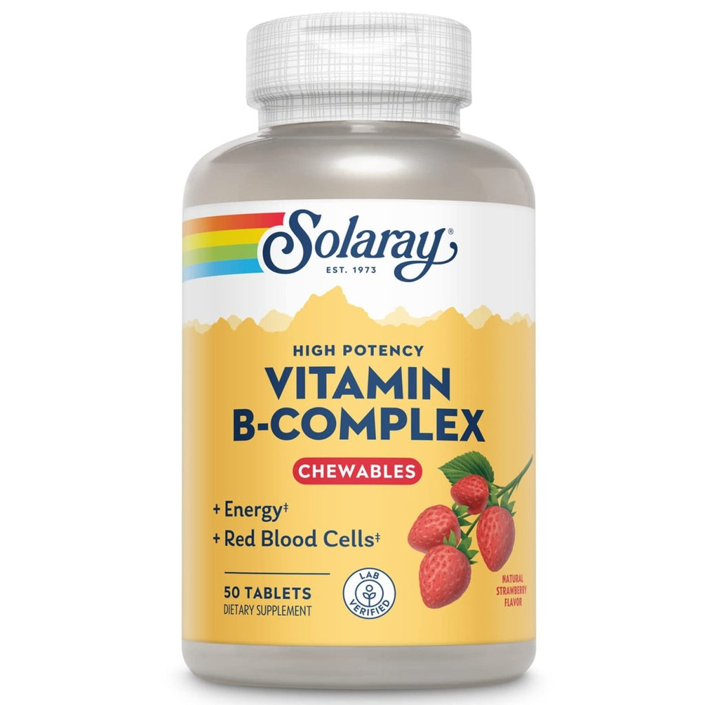 Solaray, High Potency B-Complex Chewable, Natural Strawberry Flavor, 50 Chewables