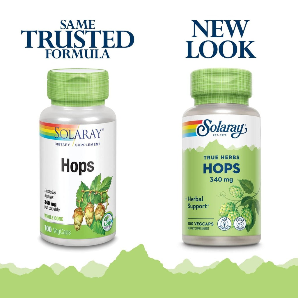 SOLARAY Hops Cone, Veg Cap (Btl-Plastic) 340mg | 100ct