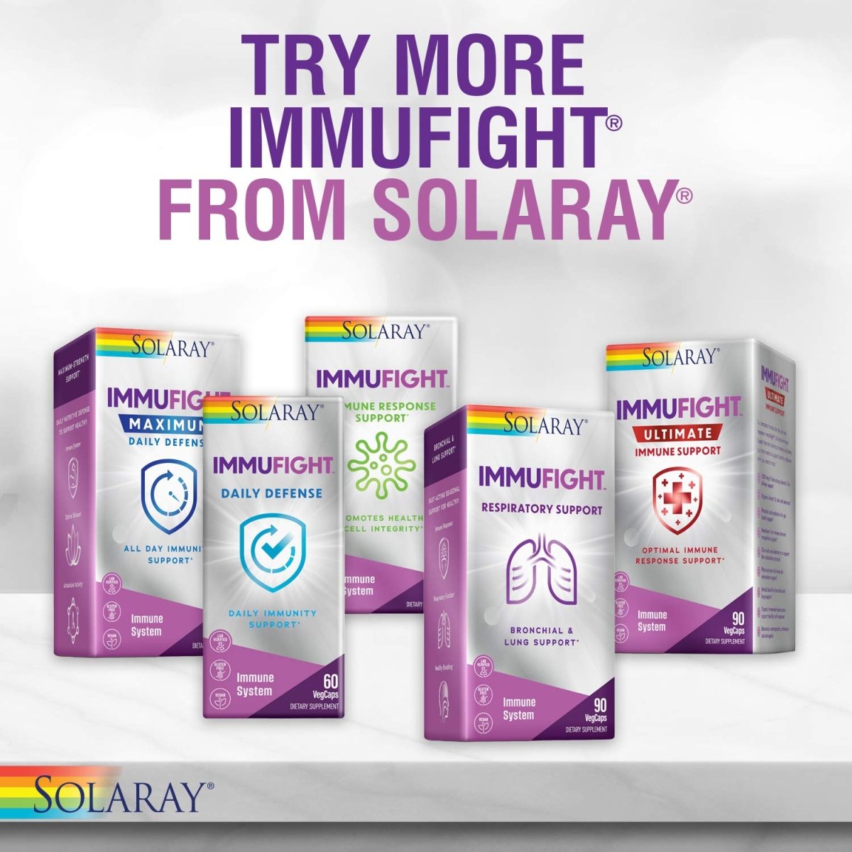 SOLARAY Immufight Daily Defense | Immunity Support Supplement with Vitamins C & D, Zinc & Probiotics | 60ct, 30 Serv.