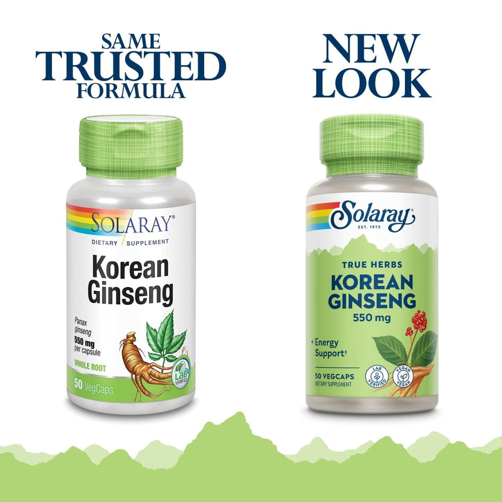 SOLARAY Korean Ginseng 550 mg | Healthy Stress, Energy & Physical Endurance Support | 50 VegCaps