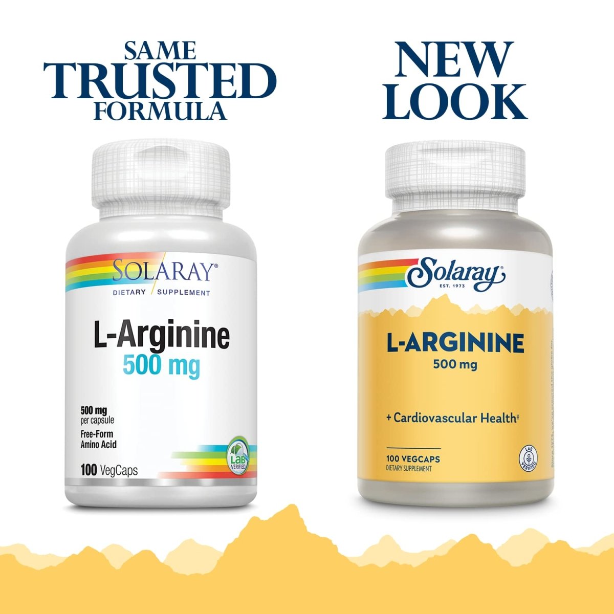 SOLARAY L-Arginine 500 mg, Nitric Oxide Supplement, Endurance, Energy, Heart Health Support, 100 Servings, 100 VegCaps