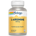 SOLARAY L-Arginine 500 mg, Nitric Oxide Supplement, Endurance, Energy, Heart Health Support, 100 Servings, 100 VegCaps