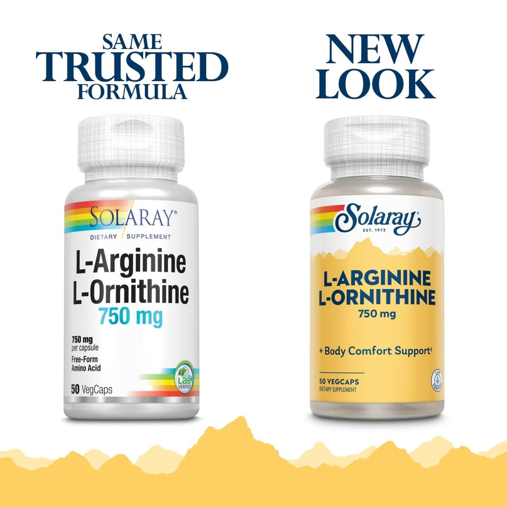 SOLARAY L-Arginine & L-Ornithine, Veg Cap (Btl-Plastic) | 50ct