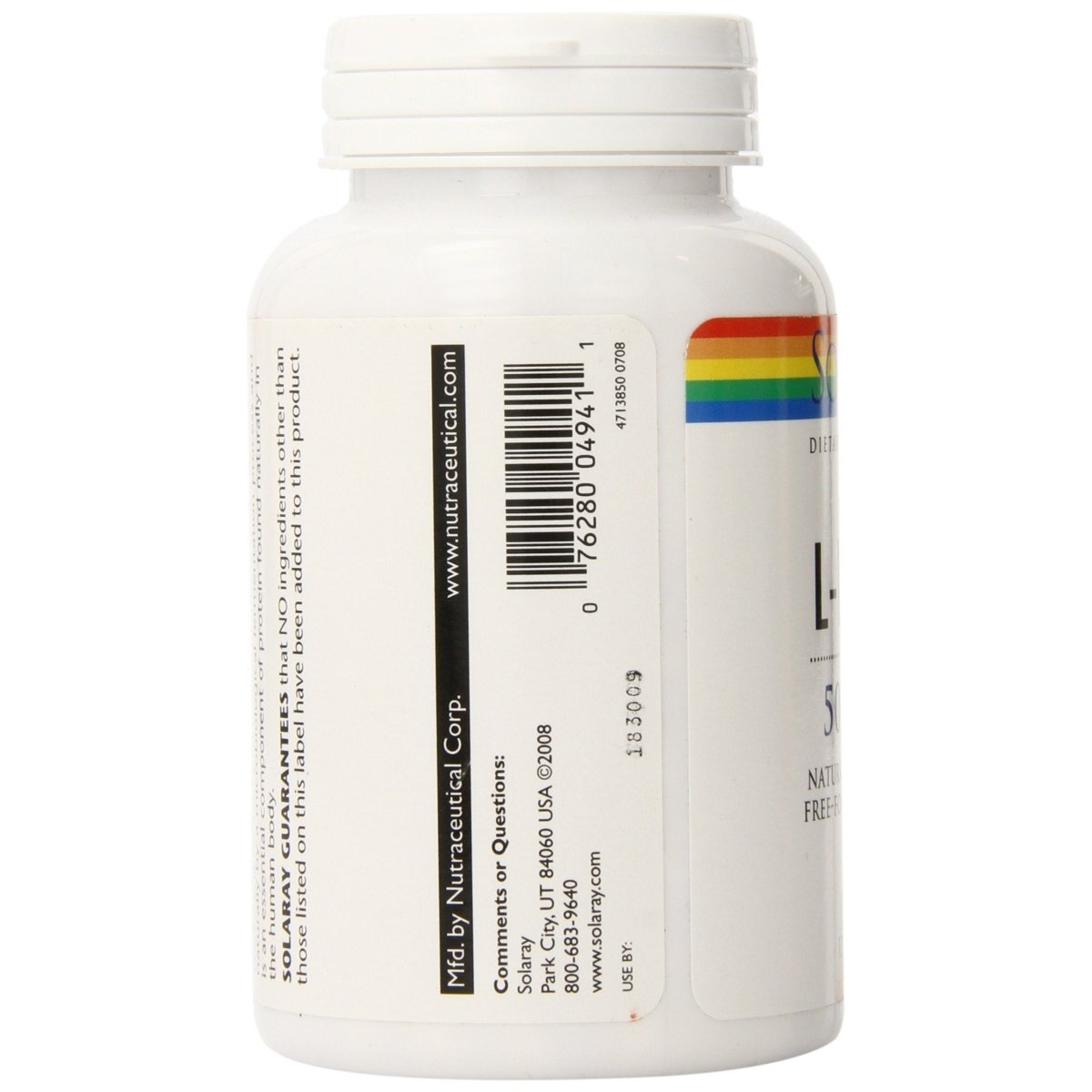 SOLARAY L-Lysine 500mg | Amino Acid | Healthy Cognitive, Immune System & GI Function, Bones, Joints & Skin Support | 120 VegCaps