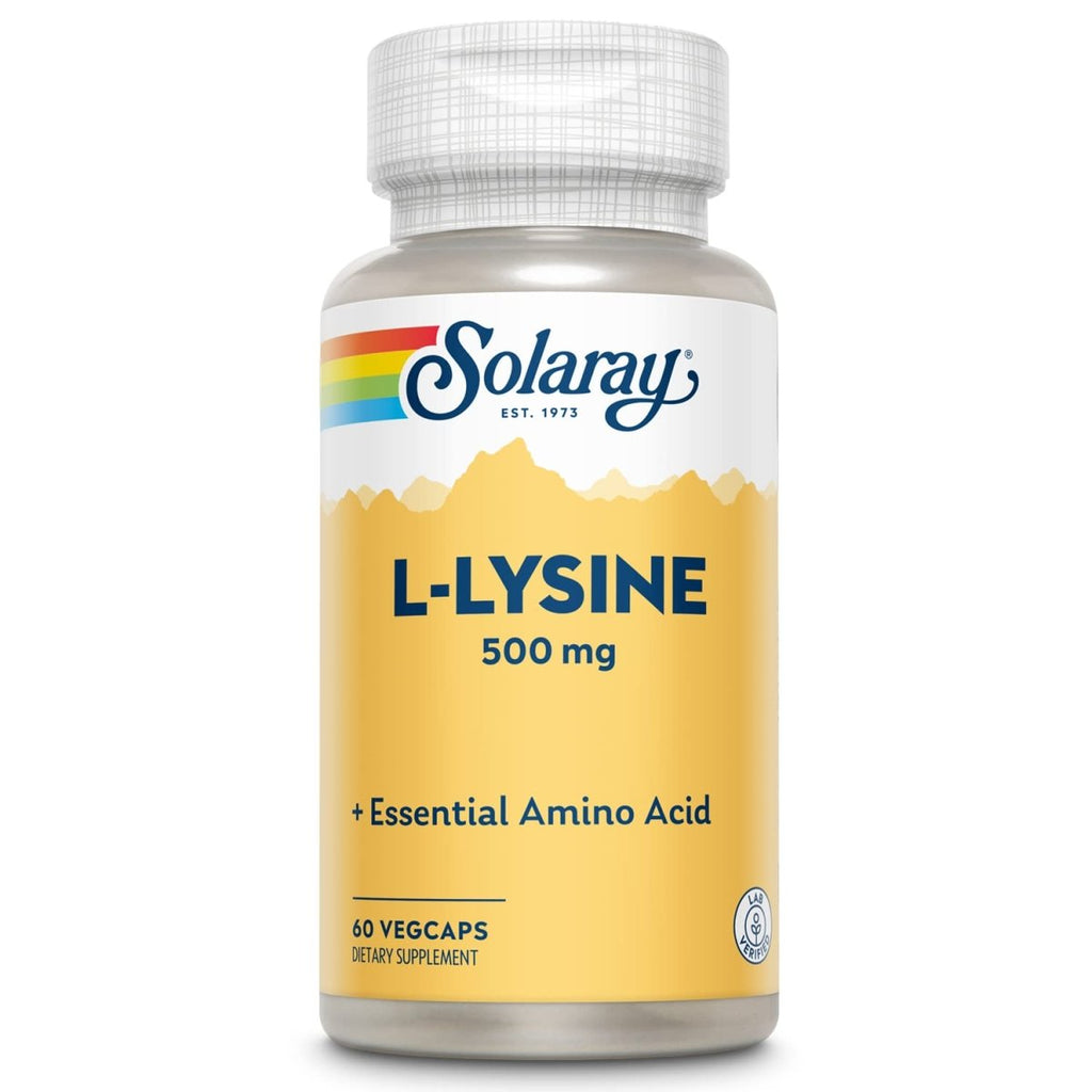 SOLARAY L-Lysine 500mg | Amino Acid | Healthy Cognitive, Immune System & GI Function, Bones, Joints & Skin Support | 60 VegCaps