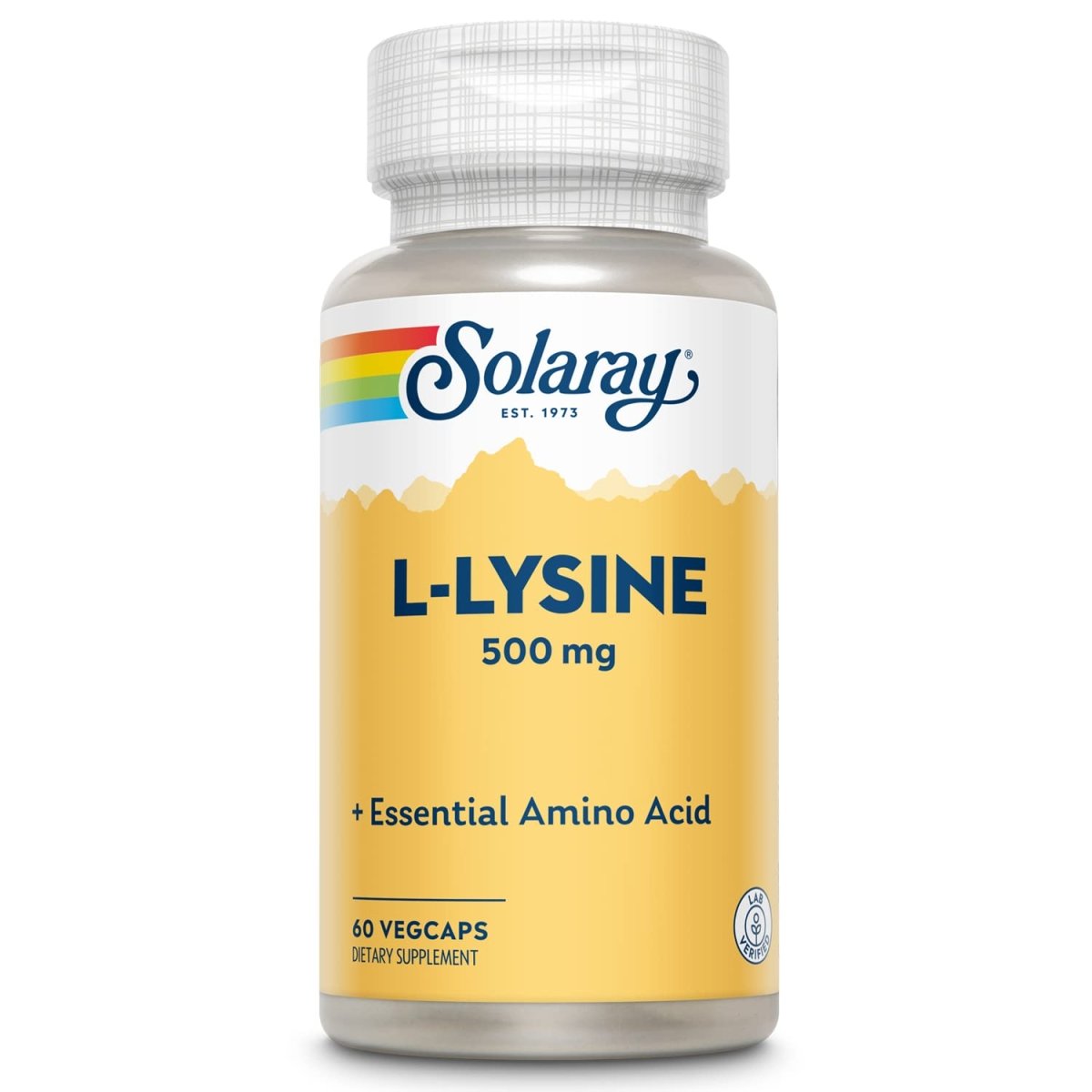 SOLARAY L-Lysine 500mg | Amino Acid | Healthy Cognitive, Immune System & GI Function, Bones, Joints & Skin Support | 60 VegCaps
