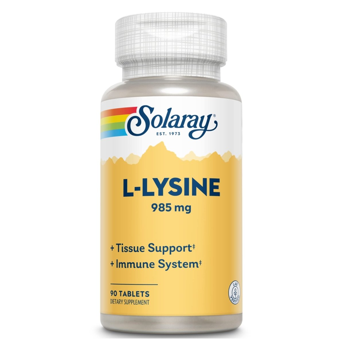 Solaray L-Lysine - 90 Tablets - Tissue & Immune System Support - Vegan, Non-GMO - 30 Servings