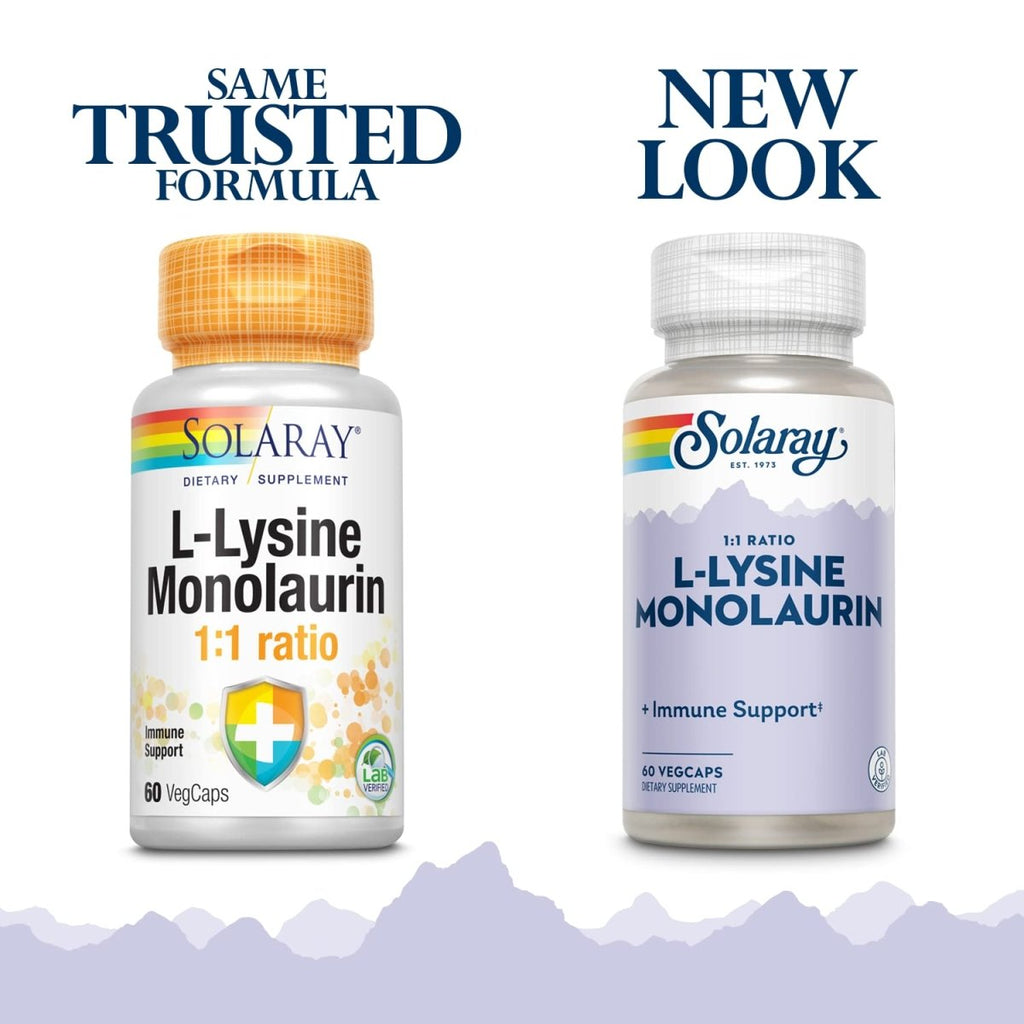 Solaray L-Lysine Monolaurin Immune Support - Powerful Formula for Optimal Immune System Function - 60 VegCaps