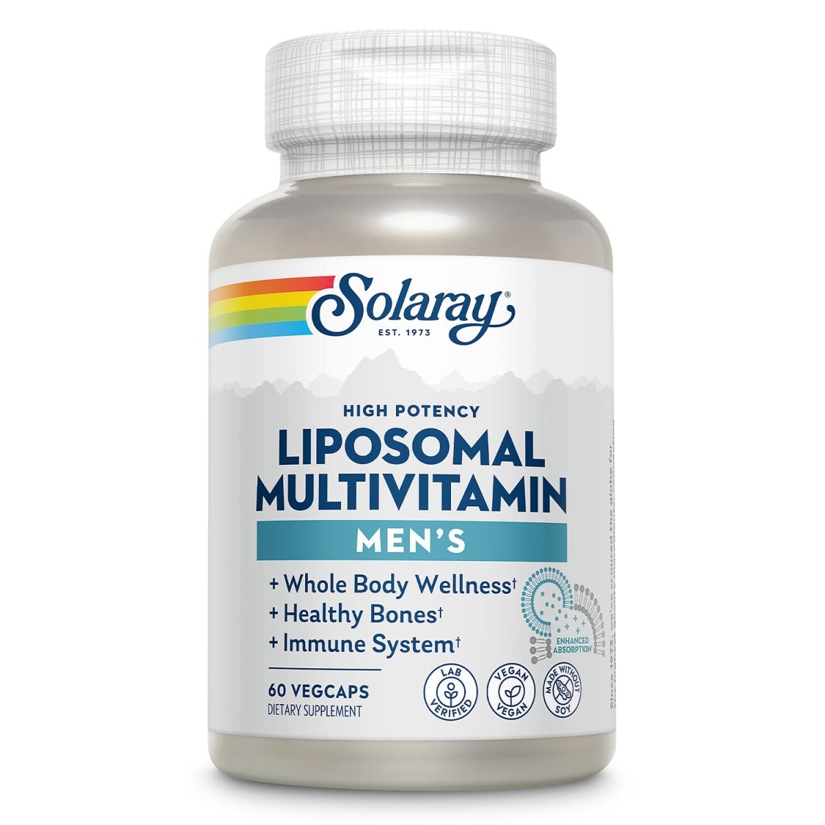 SOLARAY Liposomal Multivitamin for Men, Enhanced Absorption Immune, Energy & Bone Support, Mens Daily Multi Vitamin, BCAA?s, Vitamin D3, C, B12, Zinc, Vegan, Soy Free, 30 Servings, 60 VegCaps