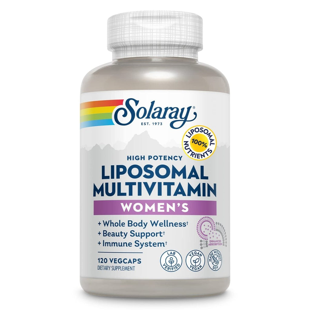SOLARAY Liposomal Multivitamin for Women, Enhanced Absorption, High Potency w/Iron, Vitamin D, Vitamin C, B12, Biotin, CoQ10, Immune Support, Bone Health, Vegan, 60 Servings, 120 VegCaps