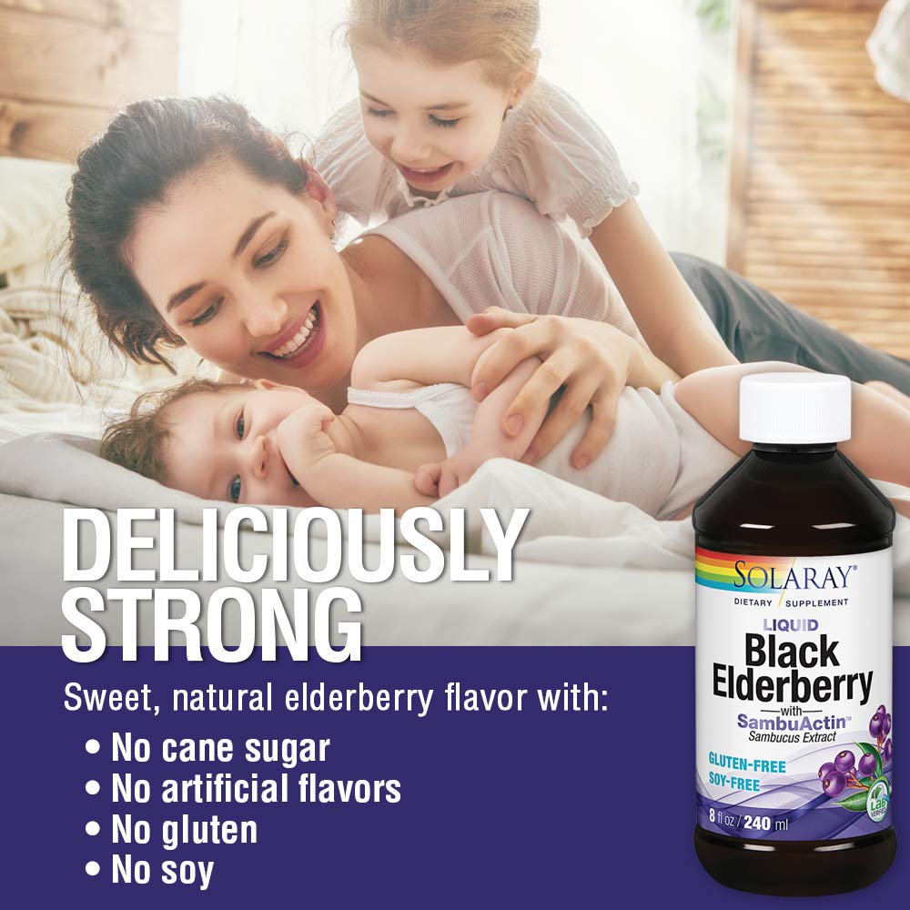 SOLARAY Liquid Black Elderberry Extract | Delicious, Healthy Immune System & Antioxidant Support | 24 Servings | 8 fl oz