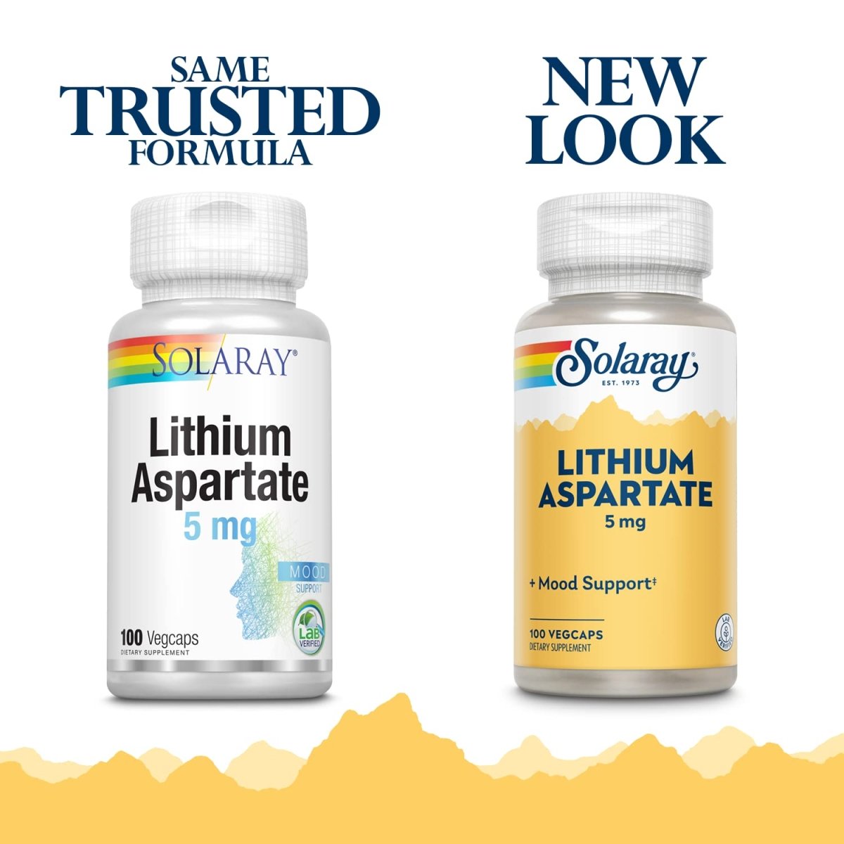 Solaray Lithium Aspartate - Mood Support Supplement - 100 Capsules, 5 mg