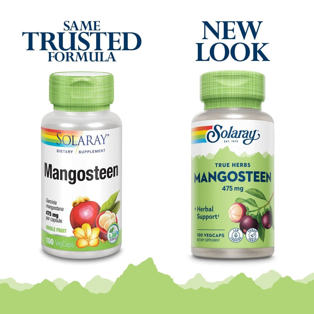 SOLARAY Mangosteen Fruit 475mg | Whole Herb | Antioxidant & Immune Support Supplement w/Phytonutrients, Polyphenols, Flavonoids, & More | 100ct