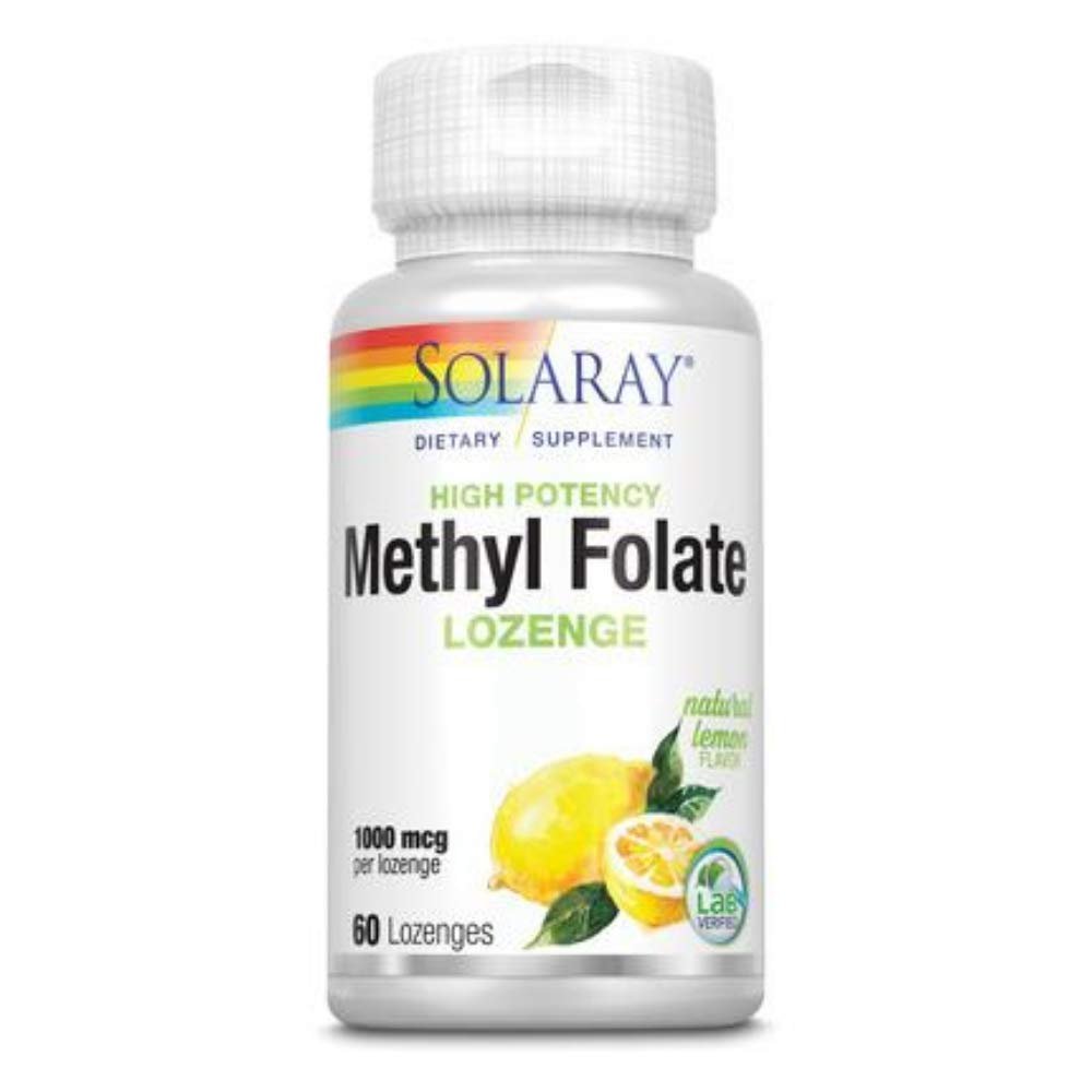 SOLARAY Methyl Folate w/No Sugar, Lozenge, Lemon (Btl-Plastic) 1000mcg | 60ct