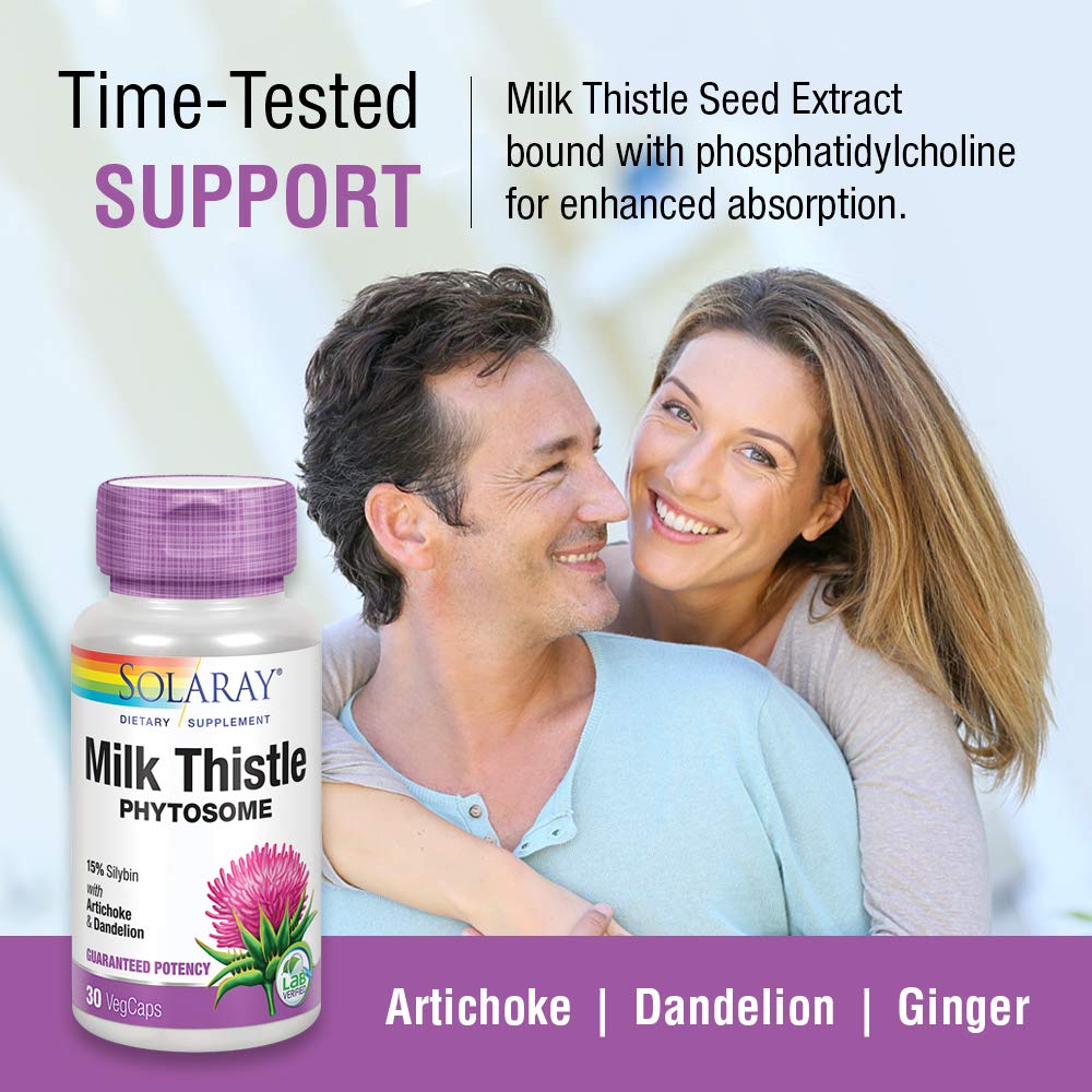 SOLARAY Milk Thistle Phytosome Supplement, 200mg, 30 Count
