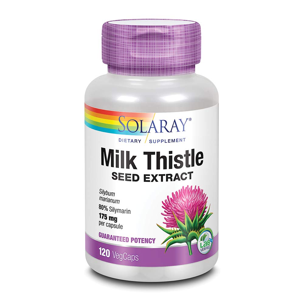 SOLARAY Milk Thistle Seed Extract 175mg Antioxidant Intended to Help Support a Normal, Healthy Liver Non-GMO & Vegan 120 VegCaps