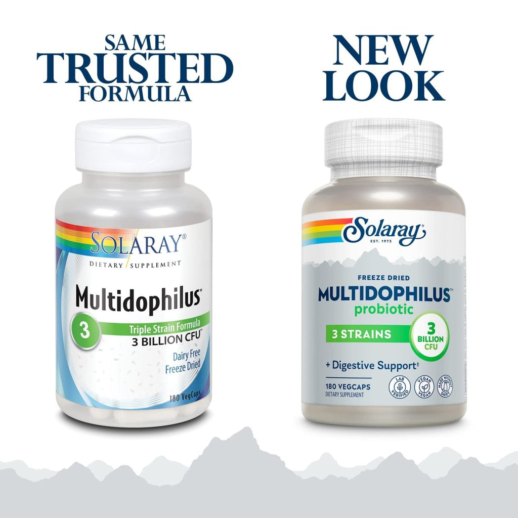 SOLARAY Multidophilus 3 Freeze Dried | 3 Billion CFU | Probiotics L. acidophilus, B. bifidum, and L. bulgaricus for