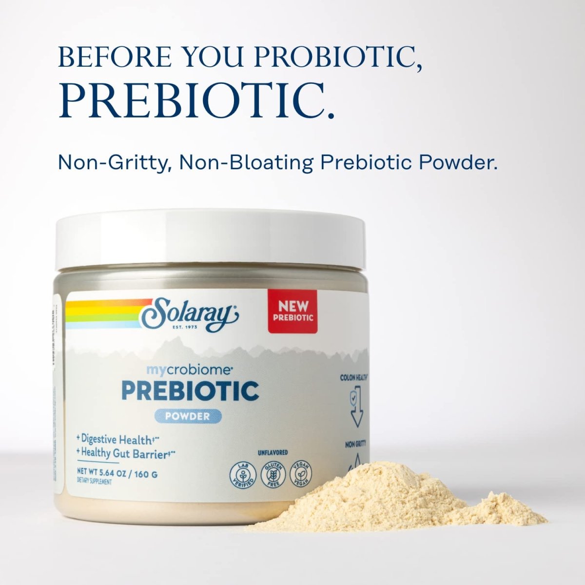 SOLARAY Mycrobiome Prebiotic Powder, Prebiotics for Women and Men, Digestive Nutritional Supplements for Colon and Gut Health, Non-Gritty, Easy-to-Mix, Non-Bloating Formula, 20 Servings, 5.64 OZ