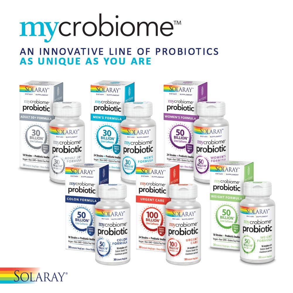 SOLARAY Mycrobiome Probiotic Urgent Care - 100 Billion CFU for Digestive and Immune Support 30 Capsules