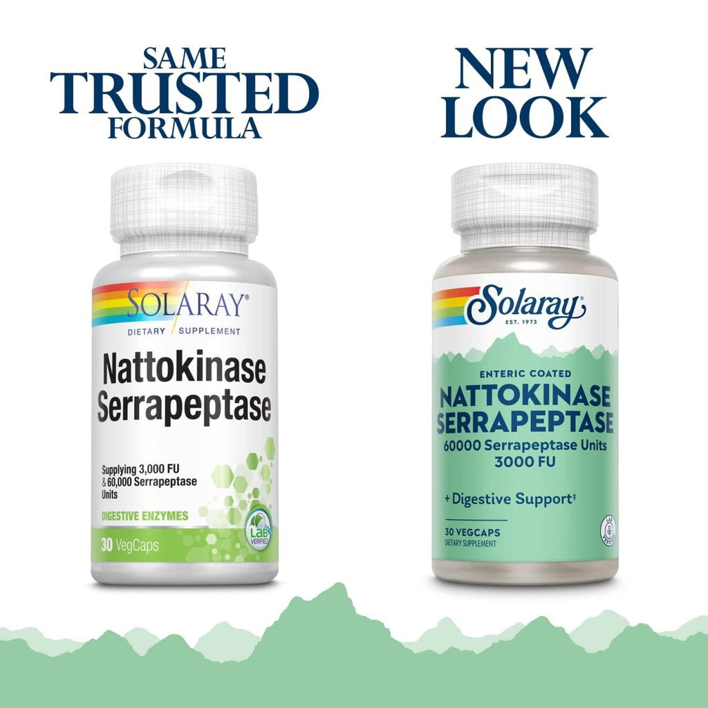 SOLARAY Nattokinase and Serrapeptase Supplement 30 Count