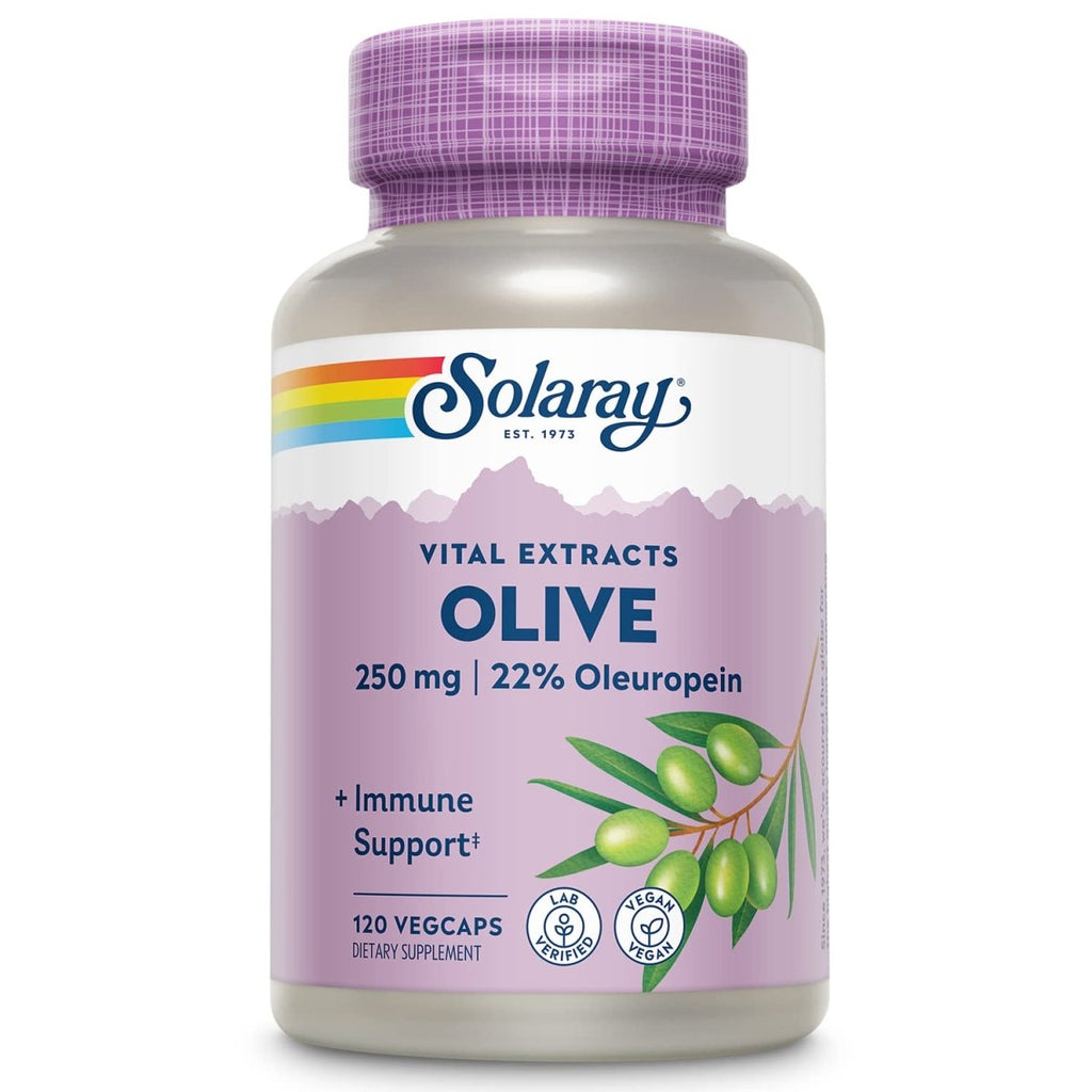 SOLARAY Olive Leaf Extract 22% Supplement, 250 mg | 120 Count