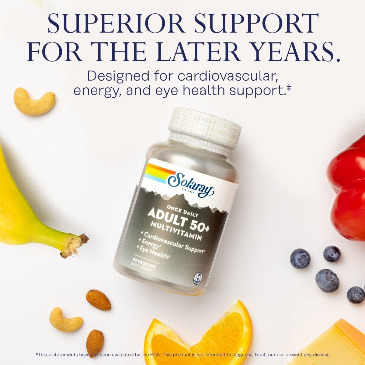 SOLARAY Once Daily Adult 50+ Multivitamin Healthy Energy, Heart & Immune Support for Mature Adults 90 CT