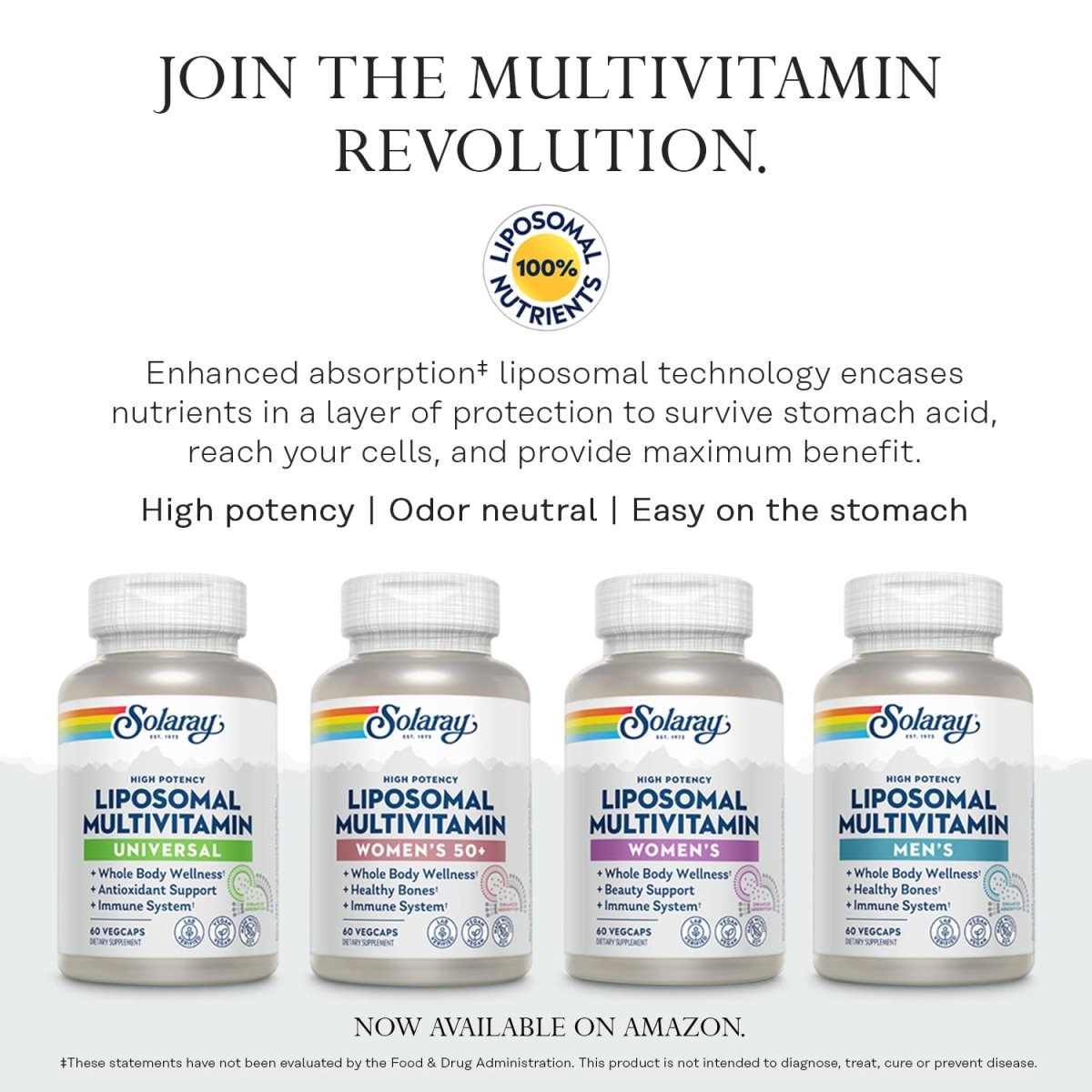 SOLARAY Once Daily High Energy Multivitamin - Immune Support, Energy Boost, Men's & Women's Multi, 60 VegCaps