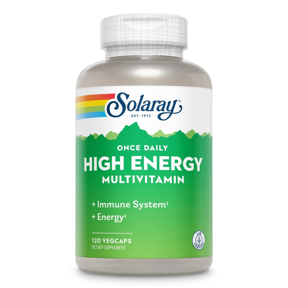 SOLARAY Once Daily High Energy Multivitamin, Immune System and Energy Support, Whole Food and Herb Base Ingredients, Men?s and Women?s Multi Vitamin, 120 Servings, 120 VegCaps