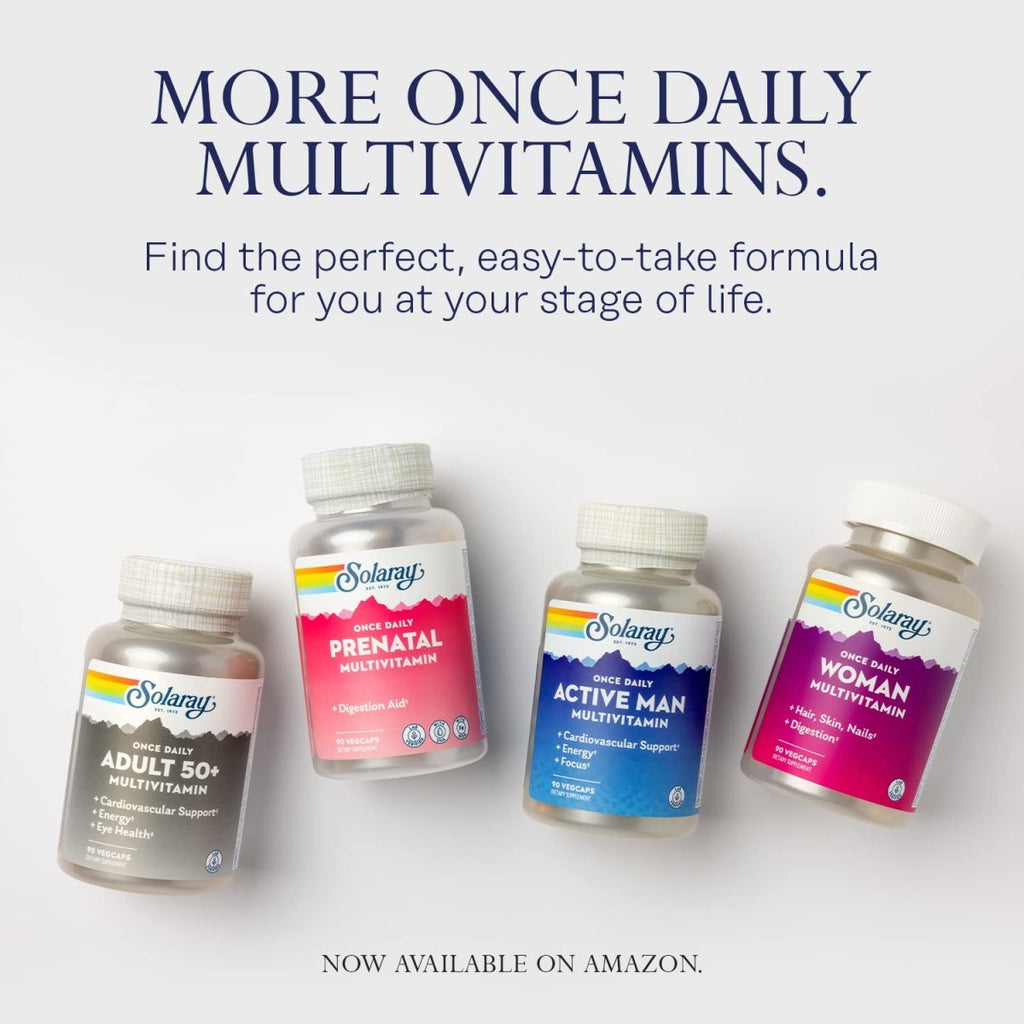 SOLARAY Once Daily High Energy Multivitamin, Immune System and Energy Support, Whole Food and Herb Base Ingredients, Men?s and Women?s Multi Vitamin, 120 Servings, 120 VegCaps