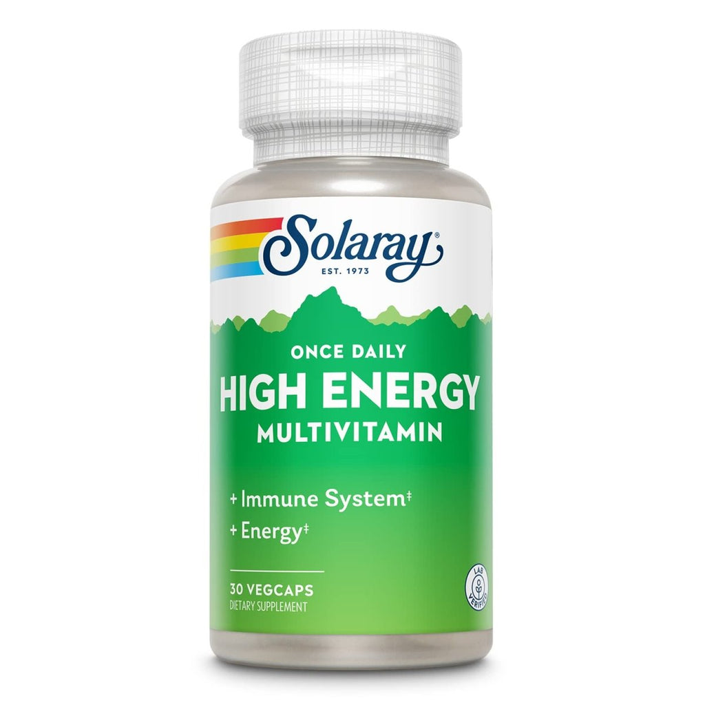 SOLARAY Once Daily High Energy Multivitamin, Immune System and Energy Support, Whole Food and Herb Base Ingredients, Men?s and Women?s Multi Vitamin, 30 Servings, 30 VegCaps