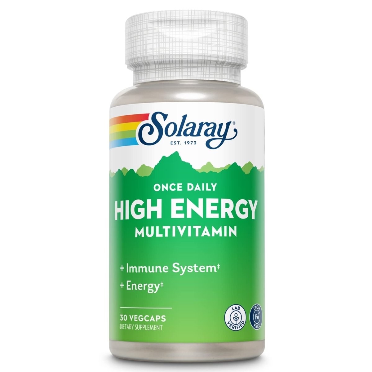 Solaray Once Daily High Energy Multivitamin - Iron Free - 30 VegCaps (30 Servings)
