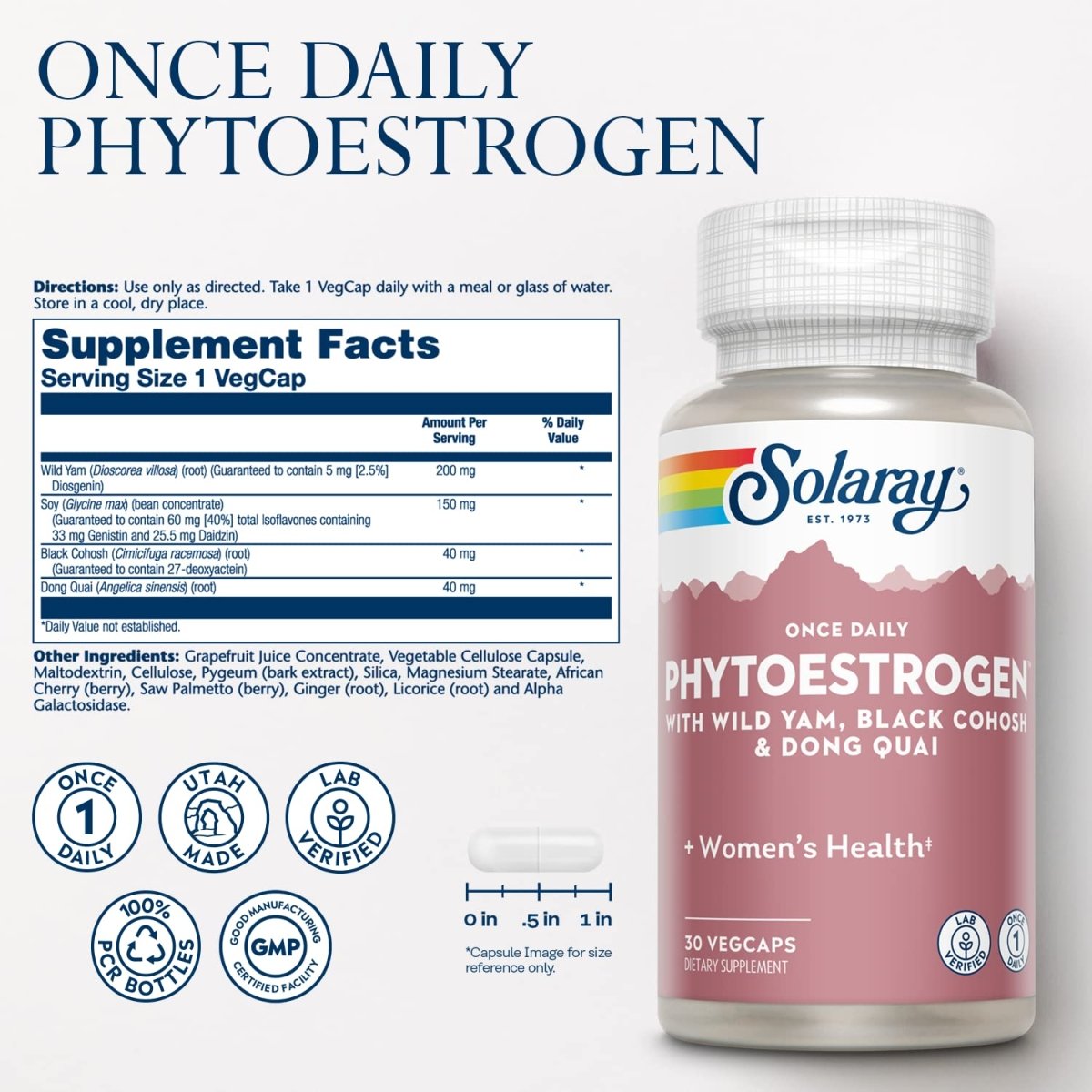 SOLARAY One Daily Phytoestrogen Supplement - 30 Count