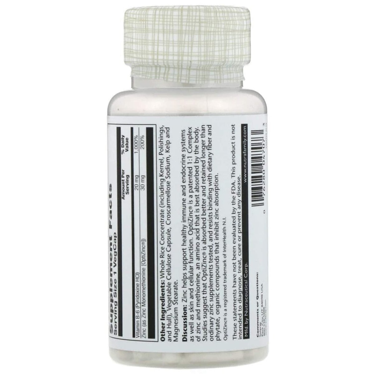 Solaray OptiZinc 30mg 60 VegCaps