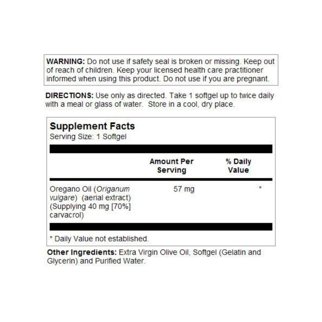 SOLARAY Oregano Oil 70% Carvacrol - 60 Capsules