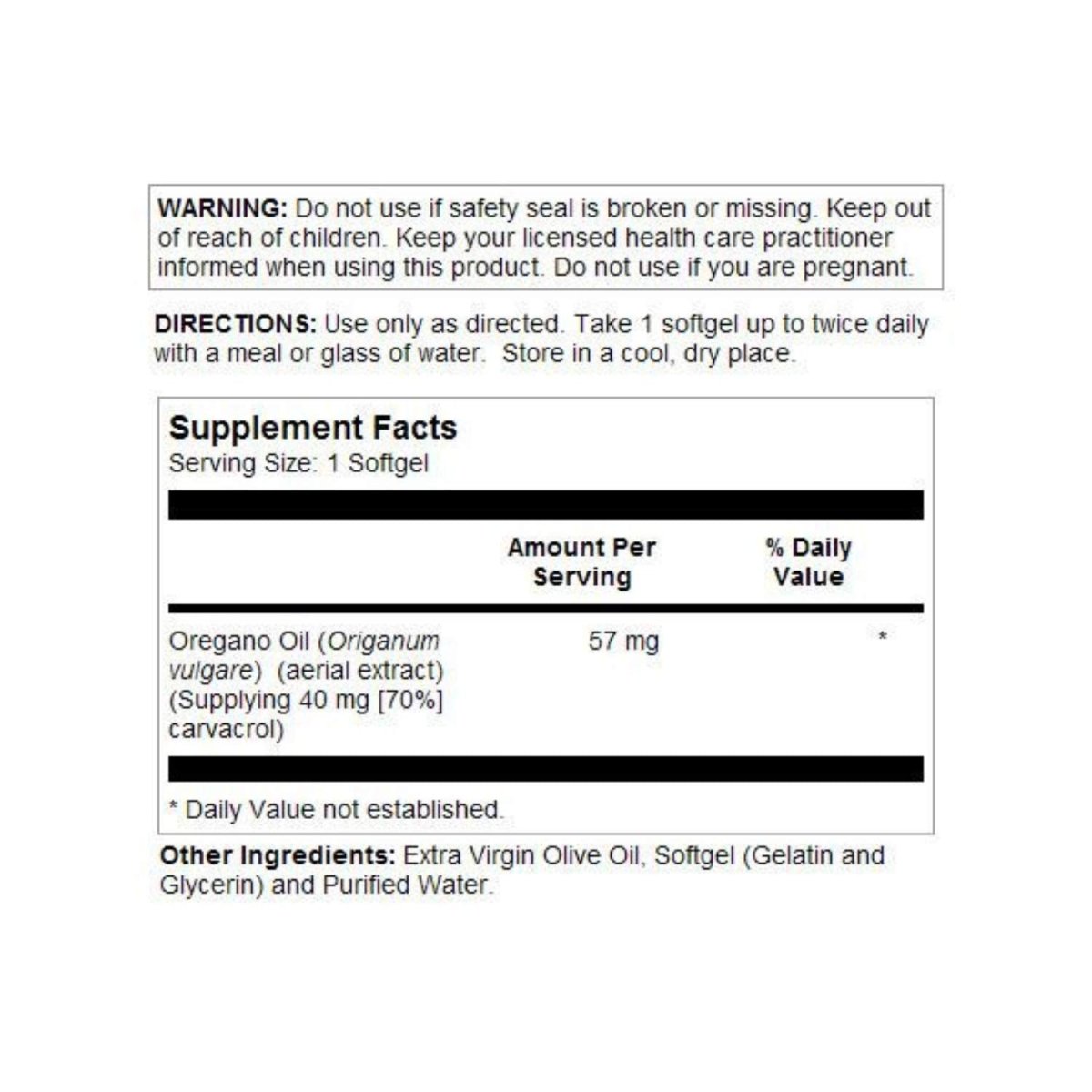 SOLARAY Oregano Oil 70% Carvacrol - 60 Capsules