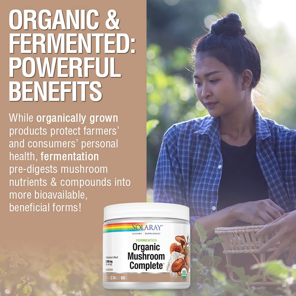 Solaray Organic Fermented Mushroom Complete Organic, Powder (Btl-Plastic) 2000mg | 60g